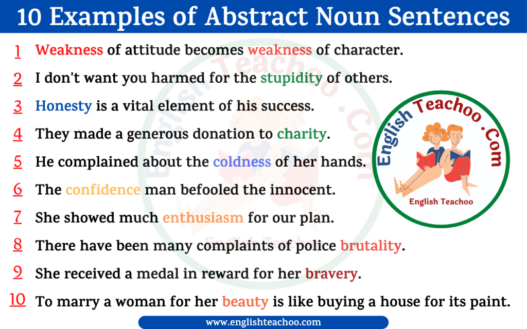 10 Examples of Abstract Noun Sentences