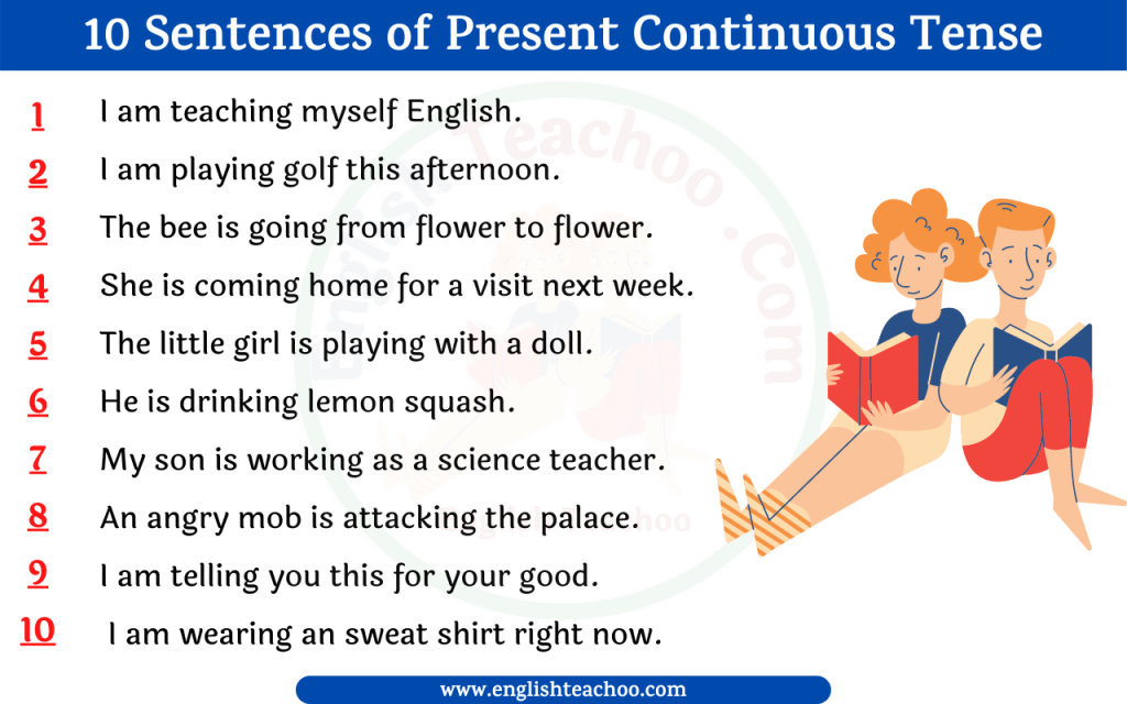 10 Sentences Of Present Continuous Tense 
