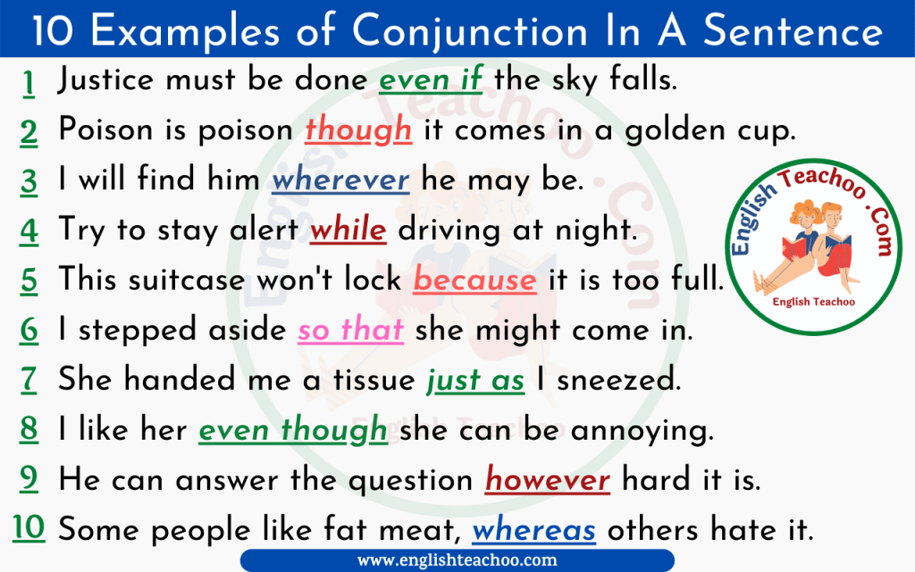 10 Examples Of Conjunction In A Sentence EnglishTeachoo