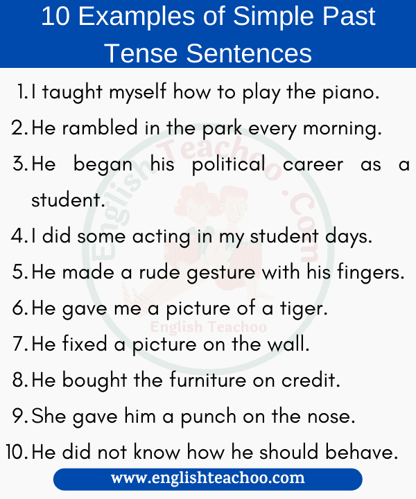 10 Examples of Simple Past Tense Sentences