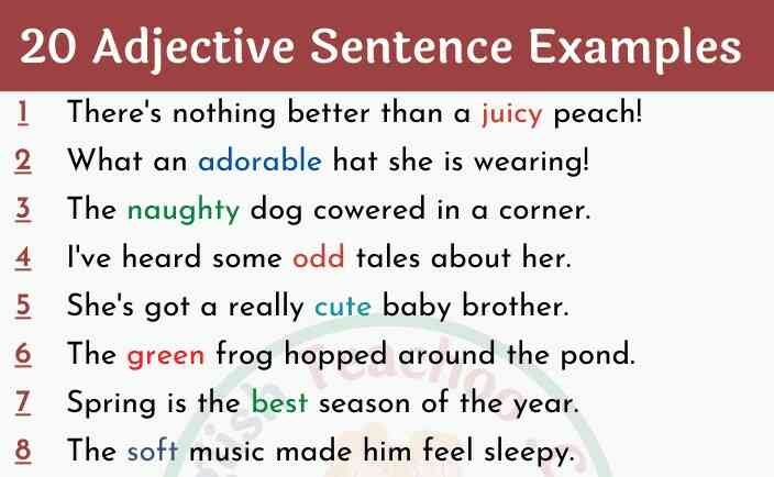 20 adjective sentence examples
