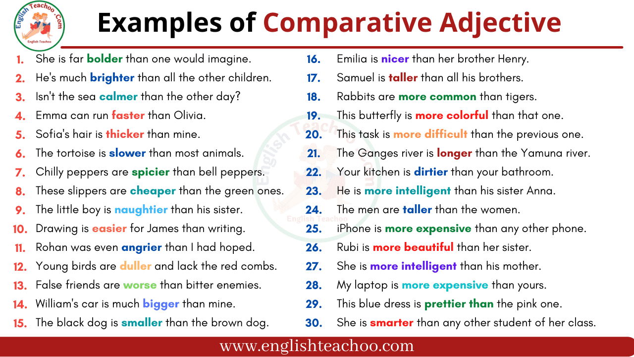 Examples Of Comparative Adjective Sentences EnglishTeachoo