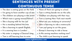 Sentences With Present Continuous Tense