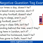 Negative Question Tag Examples