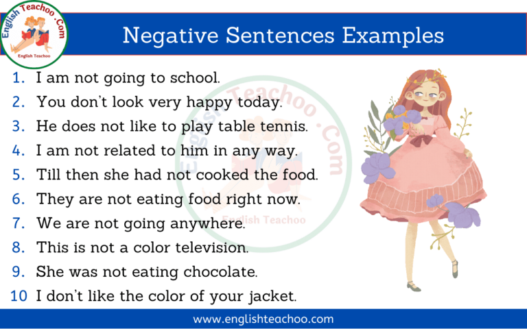 Negative Sentences Examples in English