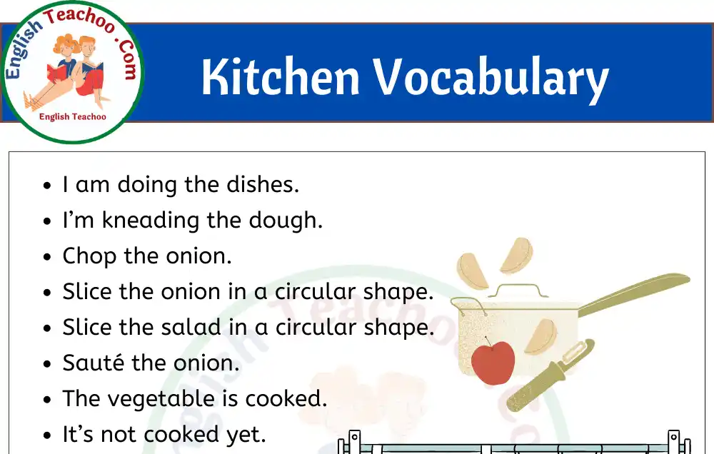 Kitchen Vocabulary Sentences In English
