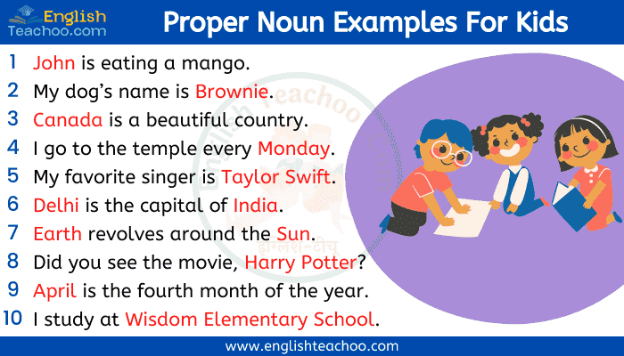 Proper Noun Examples For Kids