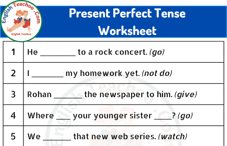 Present Perfect Tense Worksheet with Answers pdf