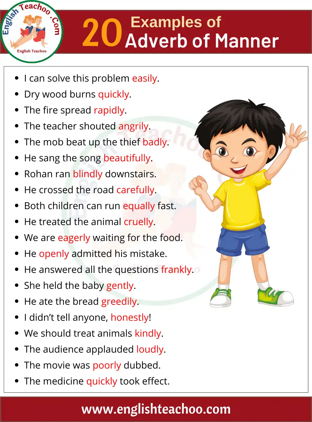 20 Examples Of Adverbs Of Manner In Sentences EnglishTeachoo