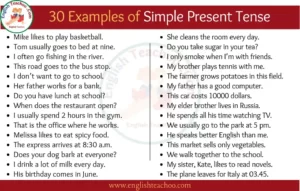 30 Examples of Simple Present Tense In Sentences Simple Present Tense Sentence Examples