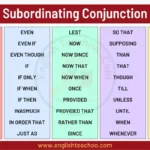 50 Subordinating Conjunction List Word