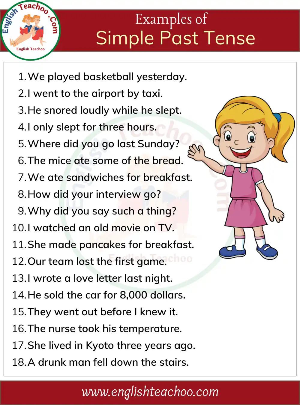 18 Examples of Simple Past Tense In Sentences - Simple Past Tense Sentence Examples